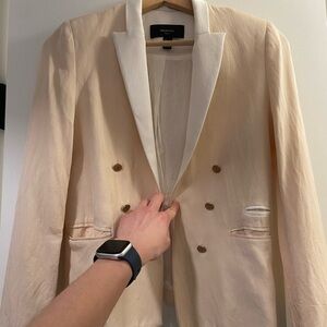 Mango Beige Blazer with Gold Accents